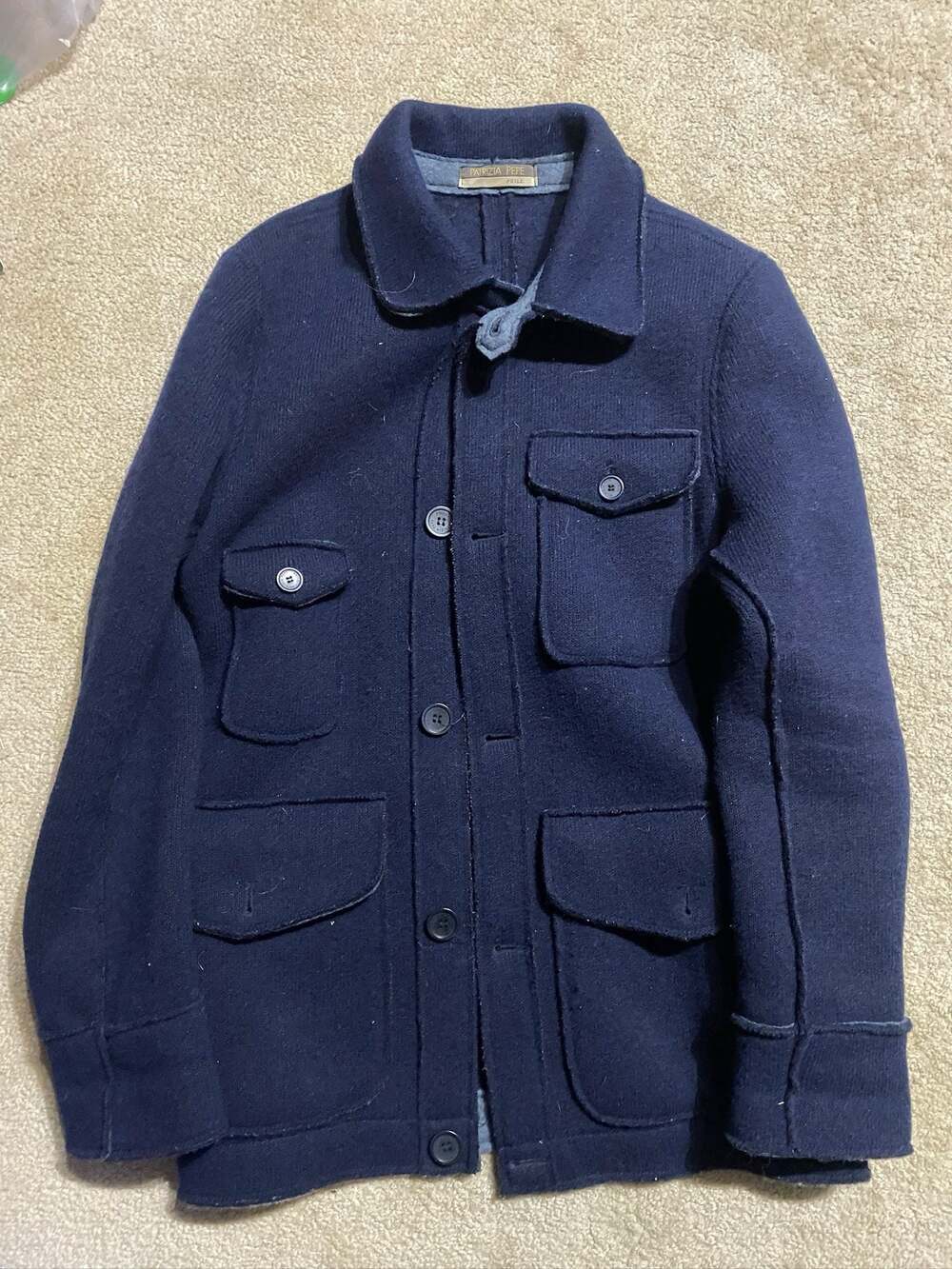 Patrizia Pepe Phill Navy Blue Wool Knit Field Jacket